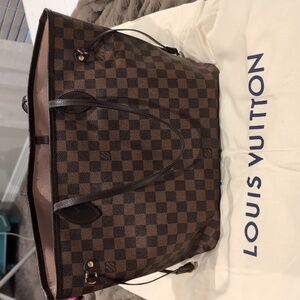 Louis Vuitton Brown Tote with Elegant Checkered Pattern